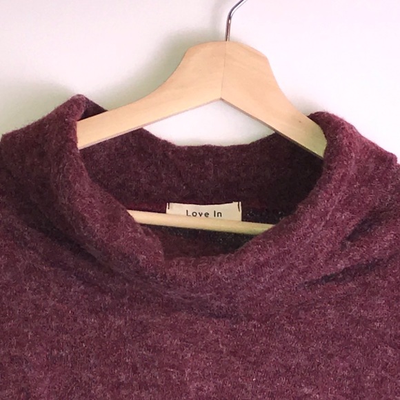 Soft Burgundy Belted Poncho/Sweater - Picture 5 of 7